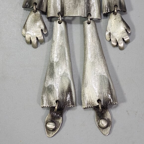 Pewter Circus Clown Articulated Jester Necklace Charm Statement Fashion Jewelry - Picture 5 of 11